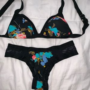 Volcom black floral bikini